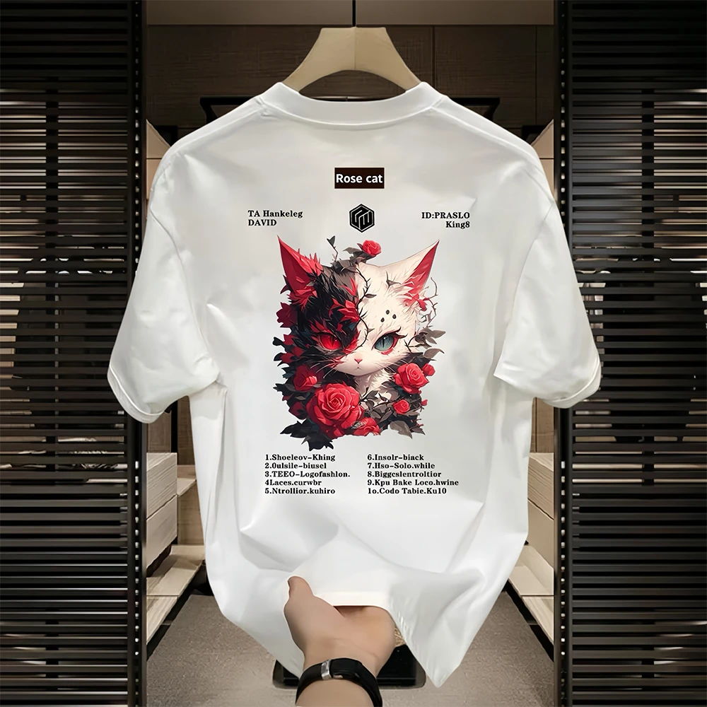 古梵沃纯棉T恤高端潮牌男装夏季t恤上衣高级短袖t恤男款新款内搭