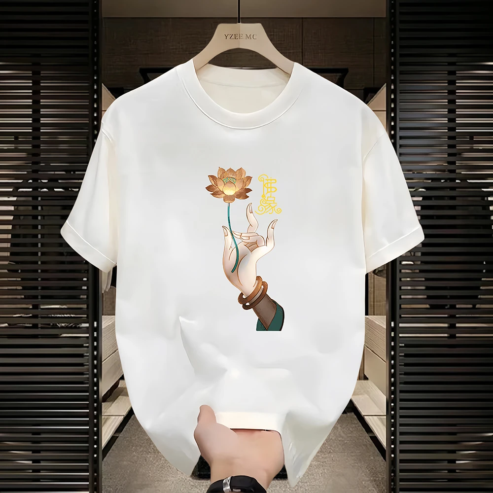 赫库森纯棉T恤高端潮牌男装夏季t恤上衣高级短袖t恤男款新款内搭