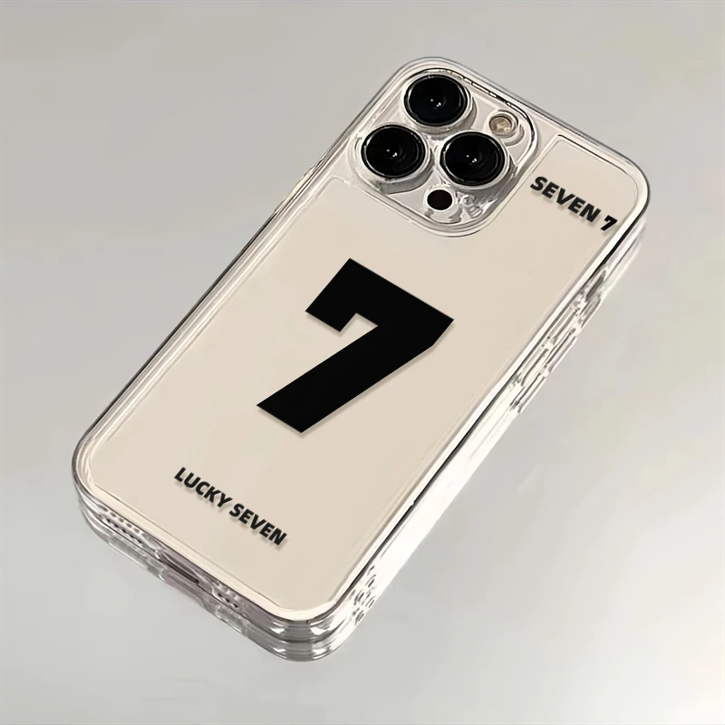 幸运数字7苹果iPhone15/14promax手机壳13太空12软壳11全包透明女