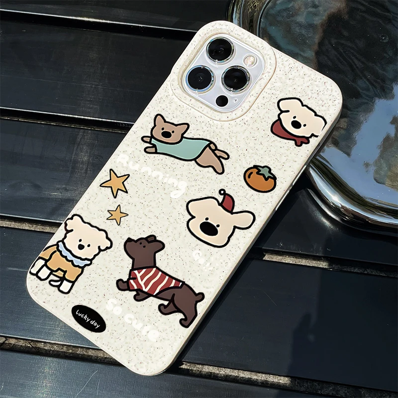 卡通小狗iPhone15/14Promax手机壳14/13Pro小麦款12/7plus防摔8软