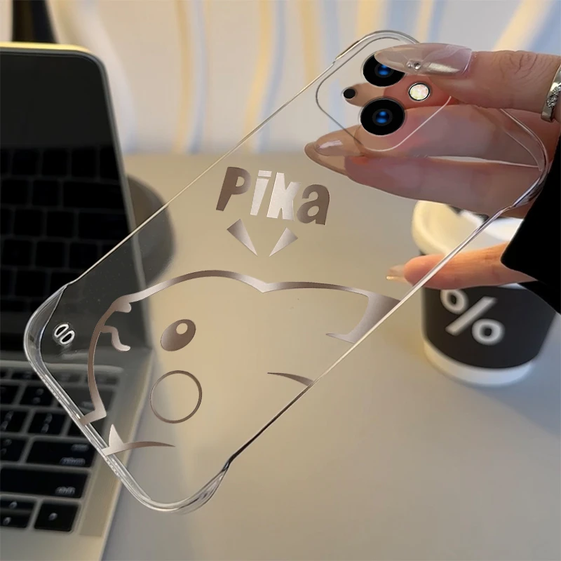 皮卡丘适用于苹果13手机壳iPhone13pro max透明无边框PC壳13pro