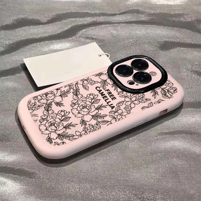 壳玛仕黑白月季花适用苹果15promax手机壳14iphone12/13软11x新8p