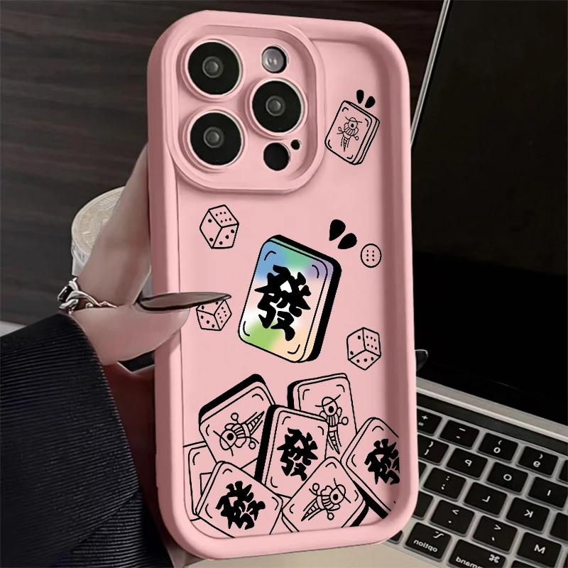 线条發字麻将iphone15苹果14promax手机壳华为OPPO荣耀vivo红米13