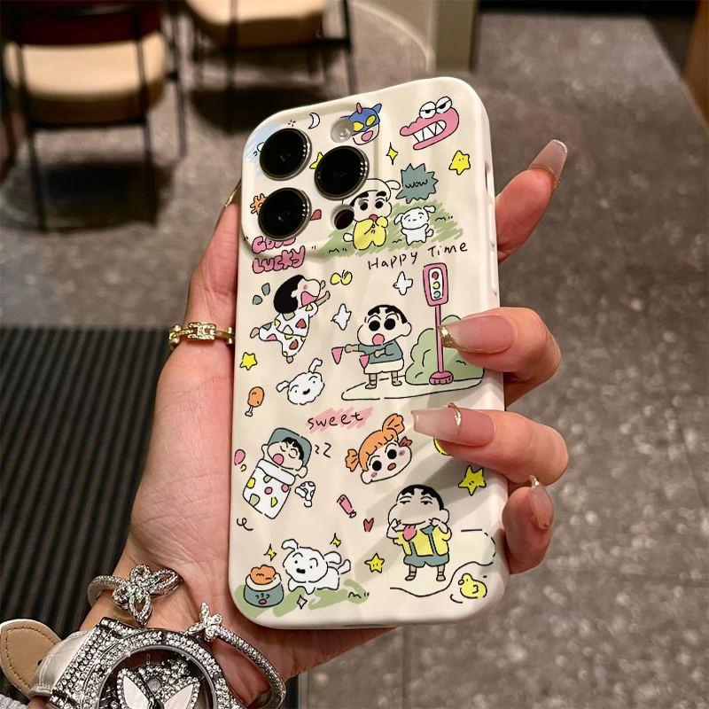 呆萌搞怪小新iPhone15/14promax手机壳苹果13p软套高级肤感褶皱12