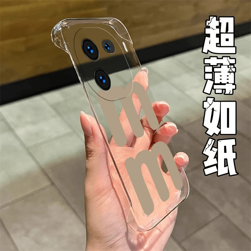 M记图案适用于VIVOIQOO12手机壳网红款iQOO12 PRO透明无边框PC壳