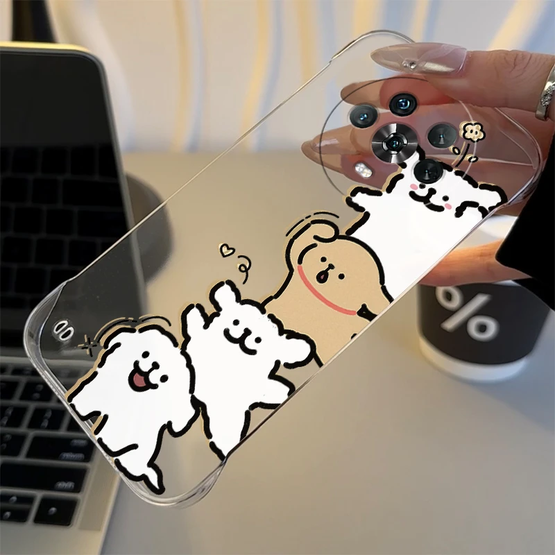 线条小狗适用于荣耀MAGIC4手机壳MAGIC4 pro透明麦芒20无边框PC壳