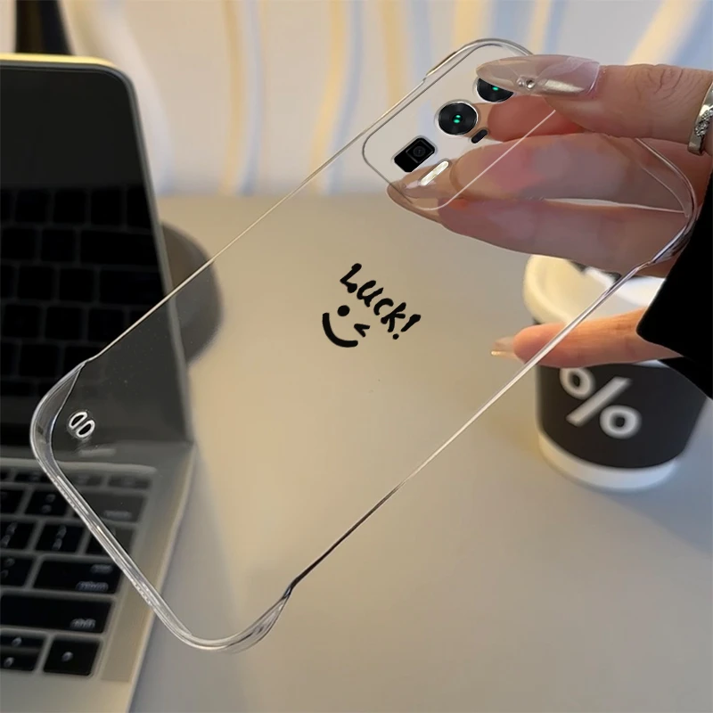 纯色笑脸适用于红米K60PRO手机壳60至尊透明k60e无边框PC壳60简约