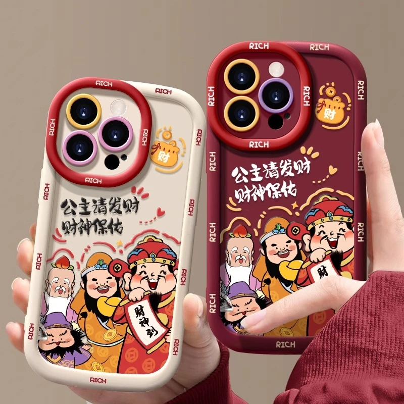 发财财神苹果15手机壳14iPhone13pro新8SE软7plus创意xsmax/12/6s