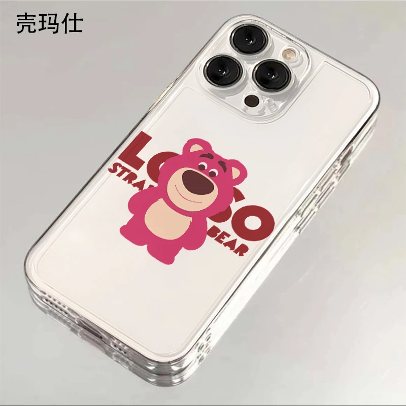 壳玛仕英文草莓熊适用iphone15苹果13手机壳14promax透明12xr/11x