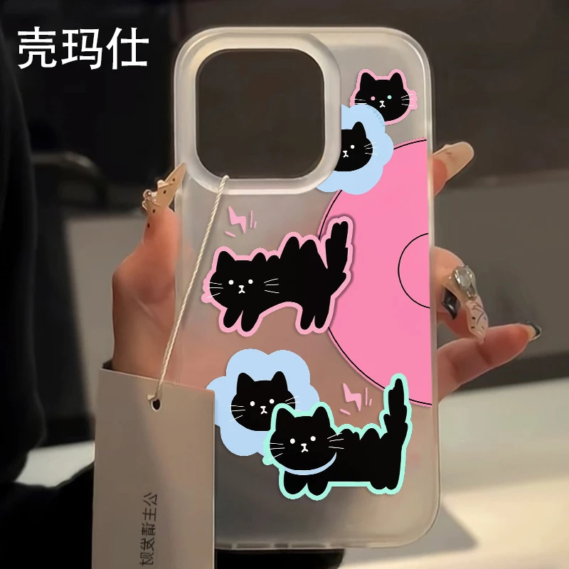 壳玛仕黑色猫咪适用iphone15苹果14/13promax手机壳11xr8p/7p卡通
