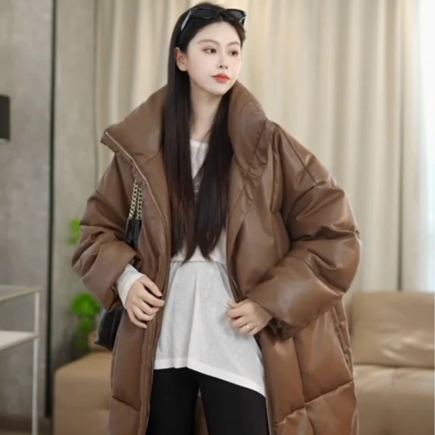 网红大被子鹅绒2024新款气质长款皮衣羽绒服极寒系列加厚宽松百搭