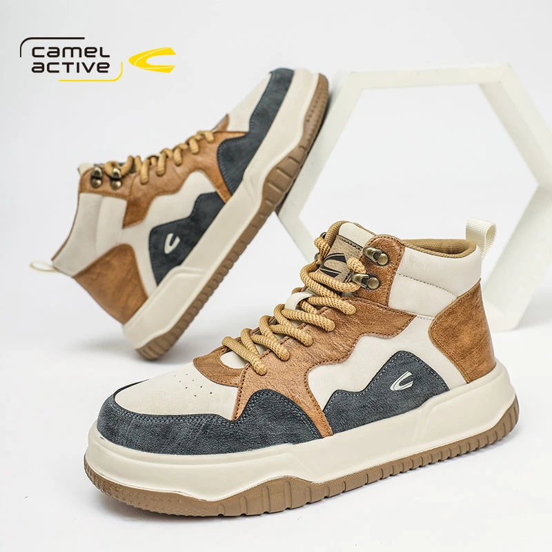 德国骆驼动感男鞋秋冬季新款复古运动休闲鞋潮流百搭厚底高帮板鞋