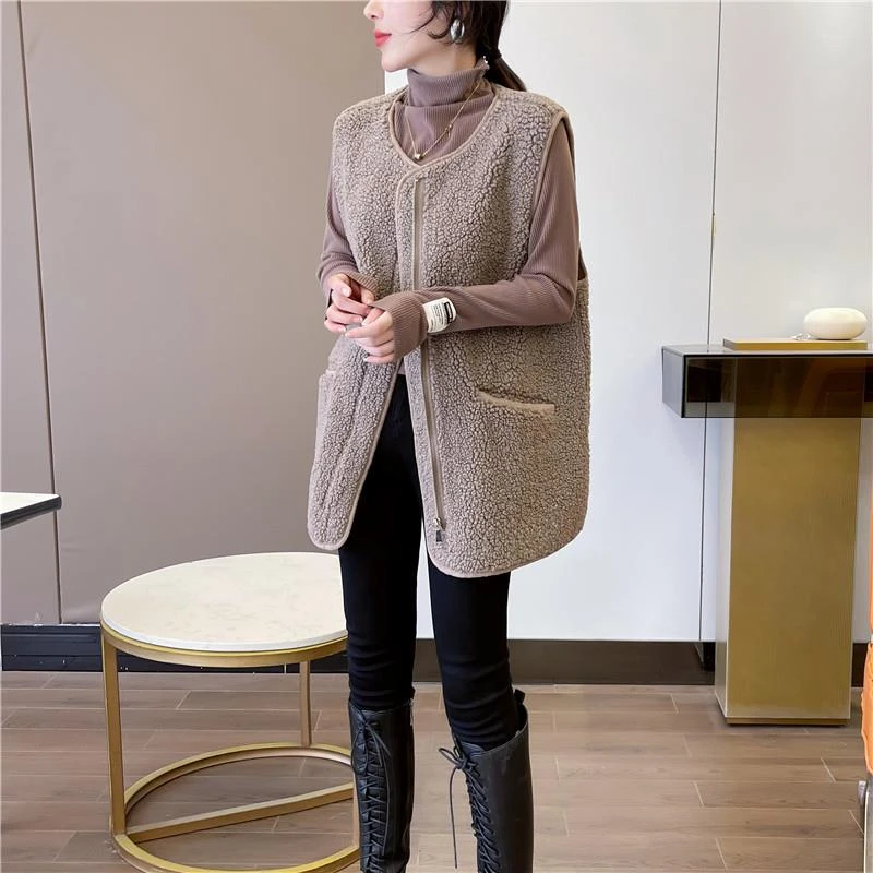 马甲女2024年秋冬新款韩版时尚百搭皮毛一体外穿背心马夹潮