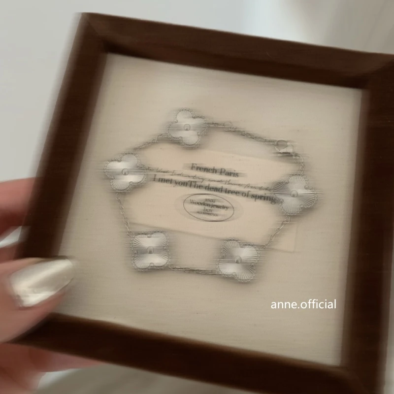 钛钢手链 【S165】轻奢高级感镭射五花四叶草银色不掉色时尚手链