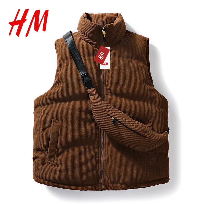 HM正品官网新款立领时尚百搭无袖马甲秋冬情侣休闲外套送包包