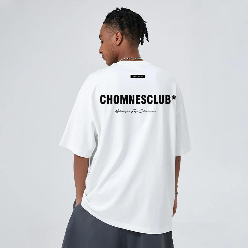CHOMNES新原创宽松美式重磅纯棉印花短袖T恤男休闲情侣高街潮tee