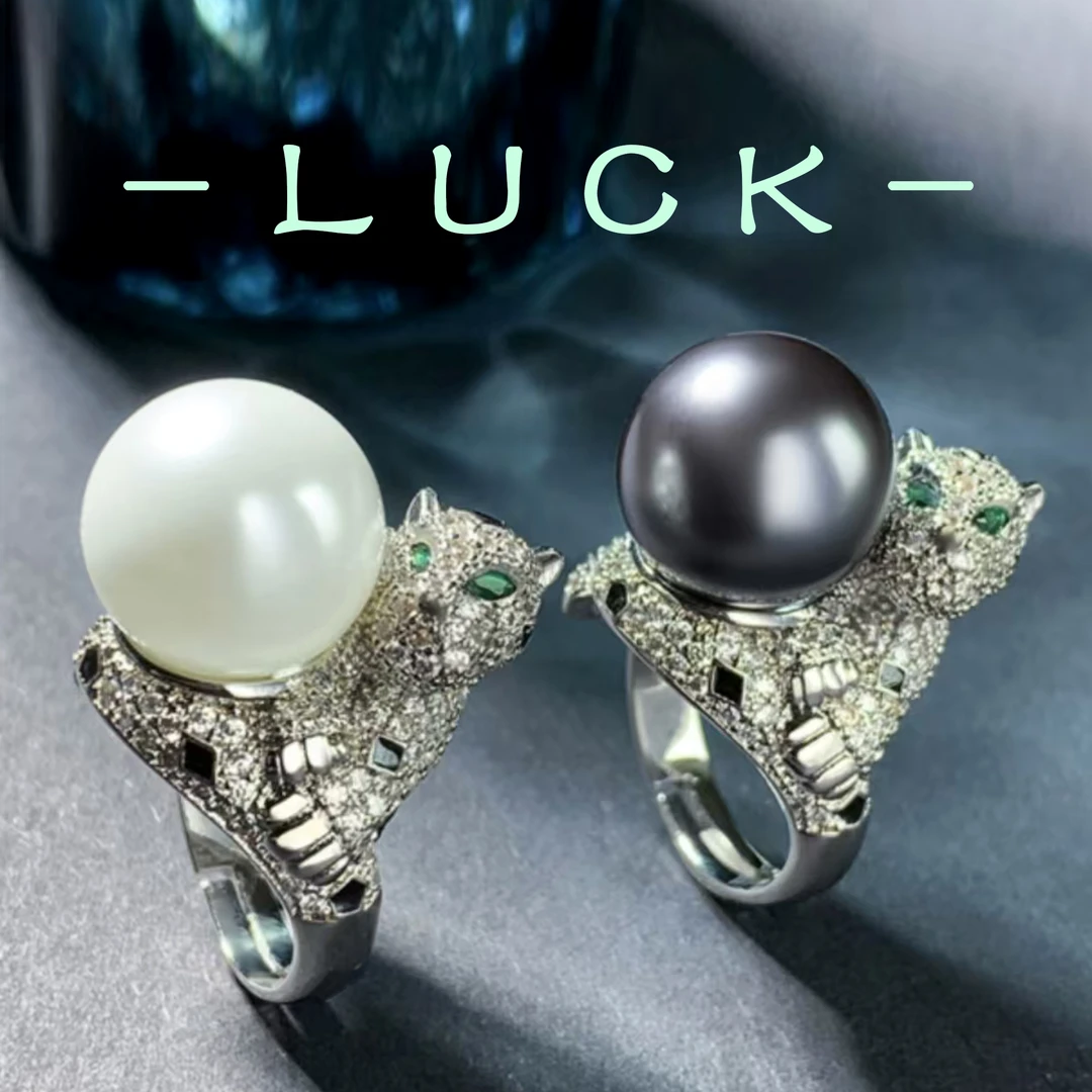 铜合金戒指 LUCK-水滴圆珠戒指时尚高级感饰品复古风个性重工戒指