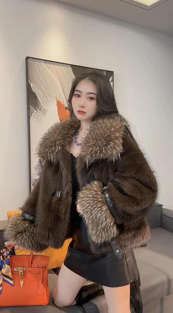 法式高奢 2024秋冬季欧貂绒气质百搭加厚短款女外套 2203