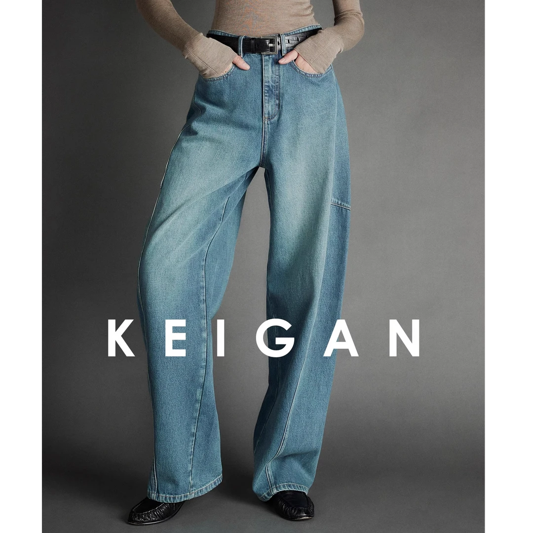 【达人专属】开间/时髦先锋轻解构分割切线佰搭宽松弧线茧型牛仔裤