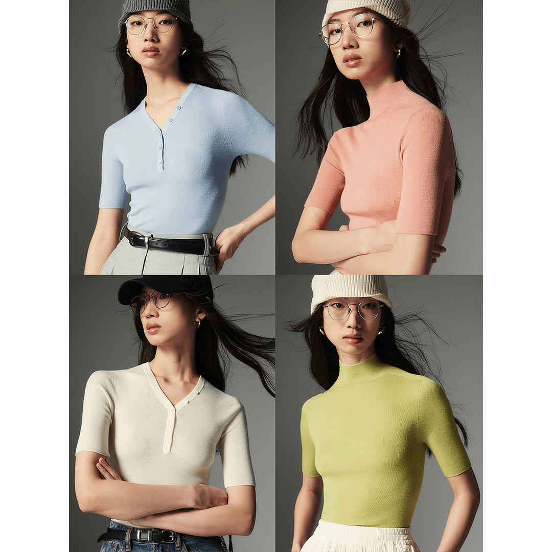 开间/打底王系列BIELLA德国120STEC可水洗18针无缝一体半袖针织衫