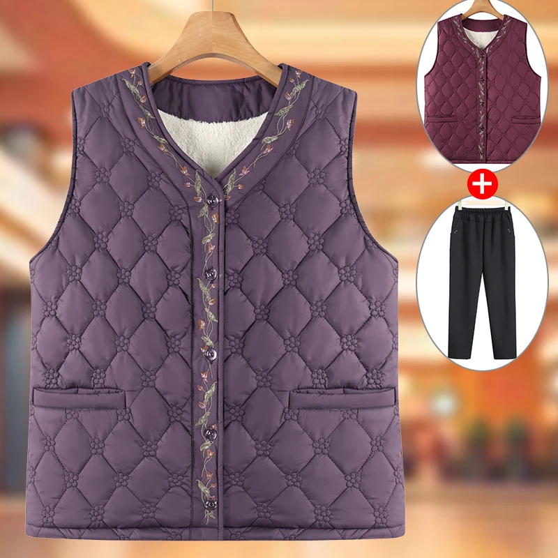 中老年人妈妈装冬装加厚马甲奶奶秋冬保暖60岁70马夹老人加绒背心