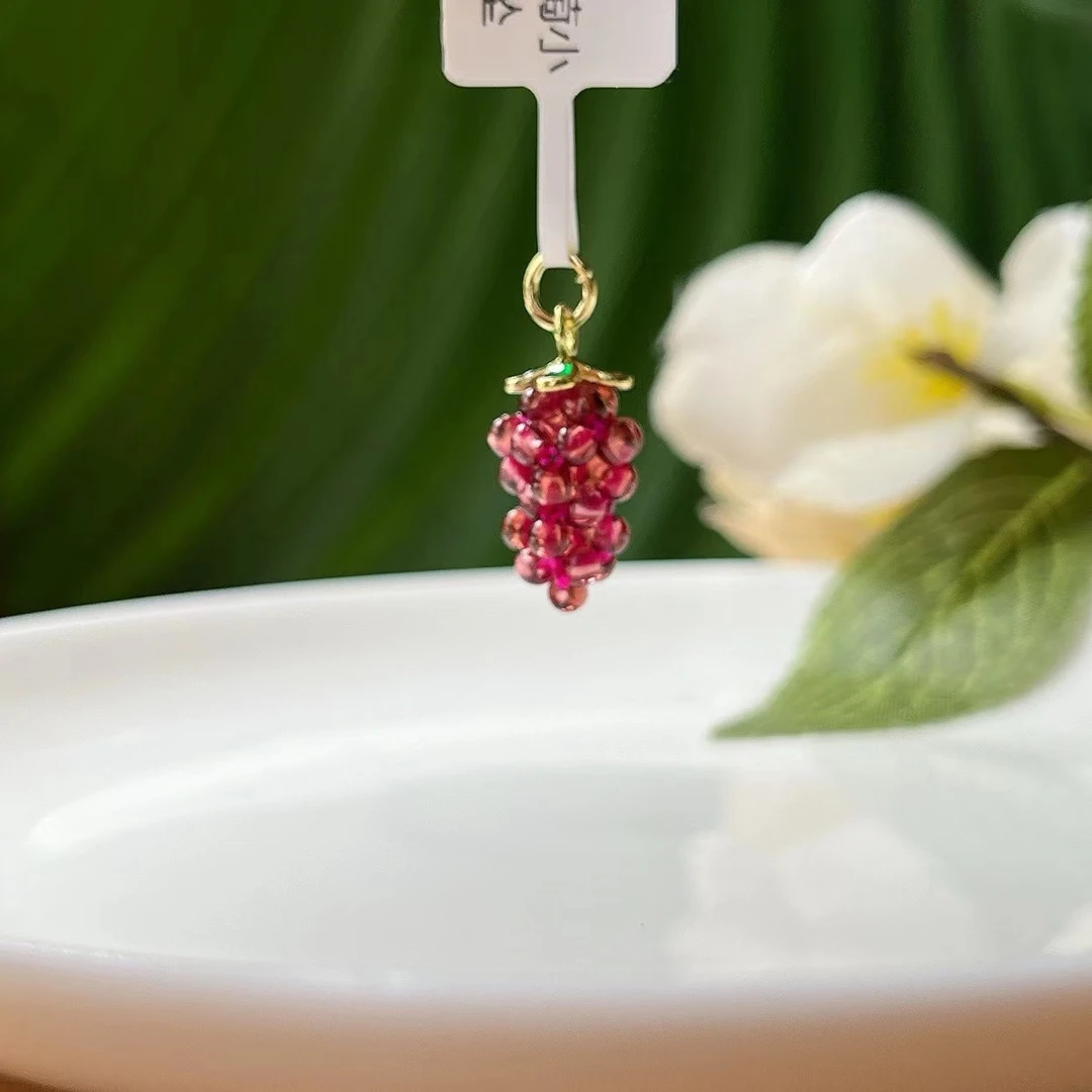 【郭老师】石榴石编织葡萄小滴溜铜配件吊坠
