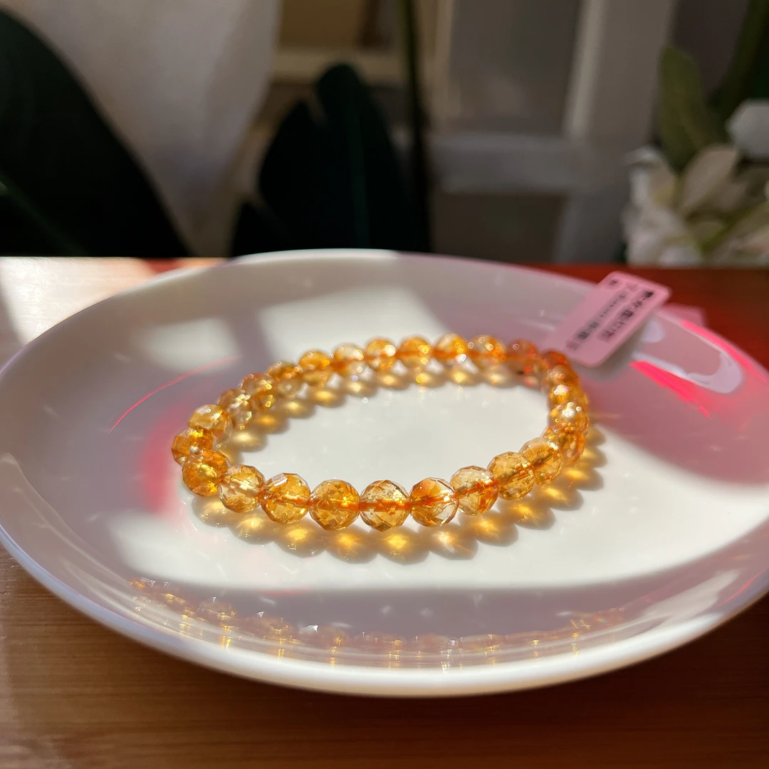 【郭老师】约7-8mm黄水晶切割单圈手串
