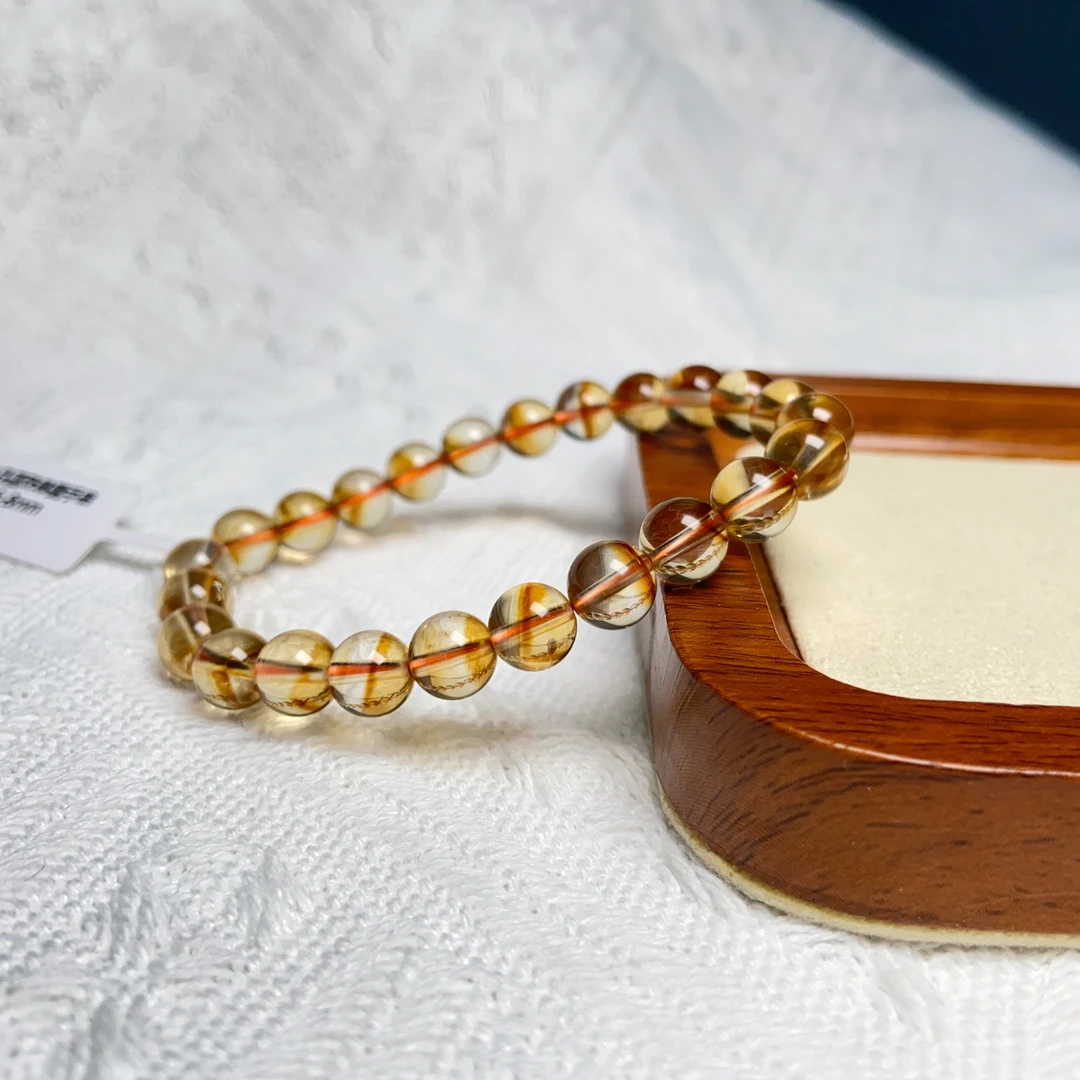 【郭老师】7.5-8mm黄水晶圆珠单圈手串