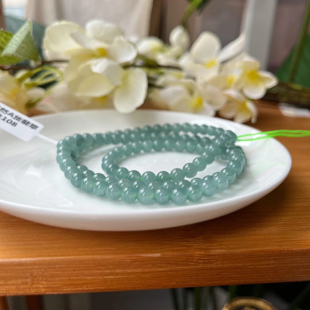 【郭老师】约6mm天然糯冰翡翠圆珠108多圈