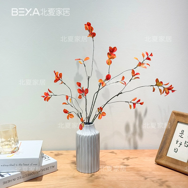 日式侘寂风仿真秋枫叶假花绿植摆件客厅餐桌枯枝干花插