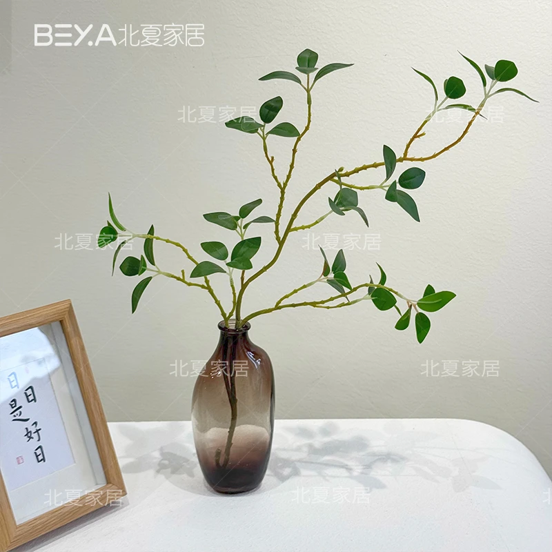 仿真树枝叶子山茶叶室内客厅高档装饰摆放绿植物落地摆件