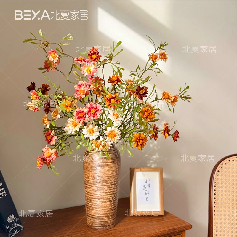 高端仿真花野菊花客厅上档次花装饰餐桌花摆件假花摆件