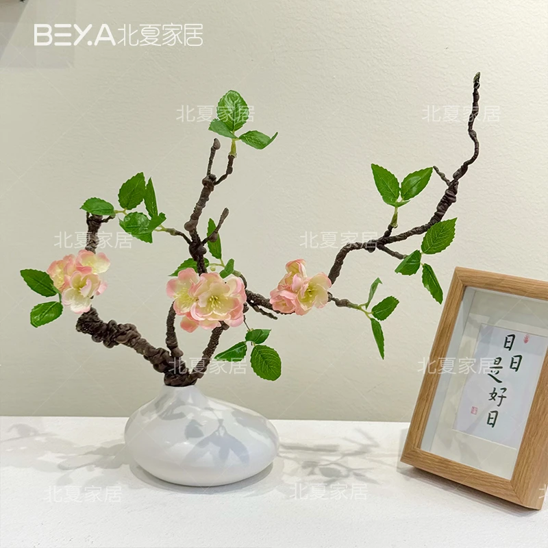 腊梅梅花枝仿真花假花客厅绢花电视柜茶几装饰品中式家