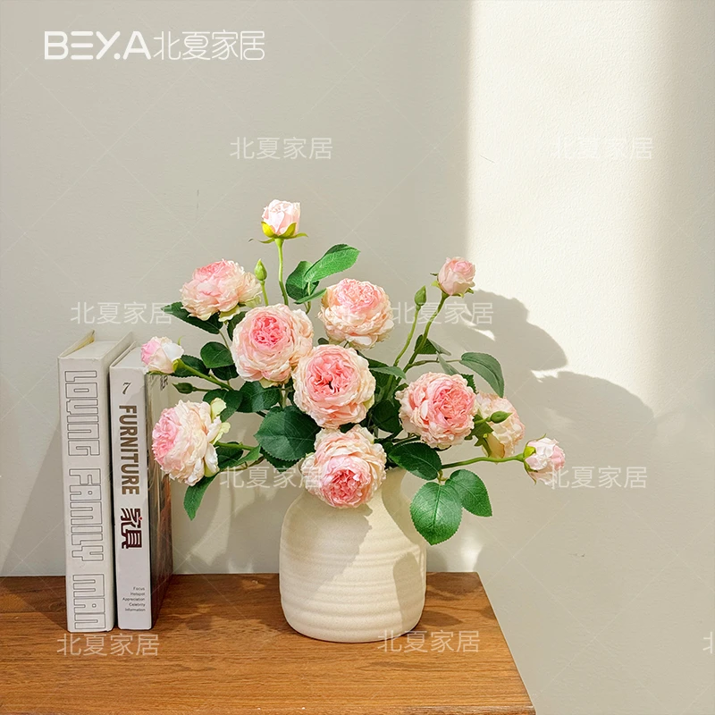 粉梅拉仿真花高级感逼真假花装饰花餐桌花客厅摆件花