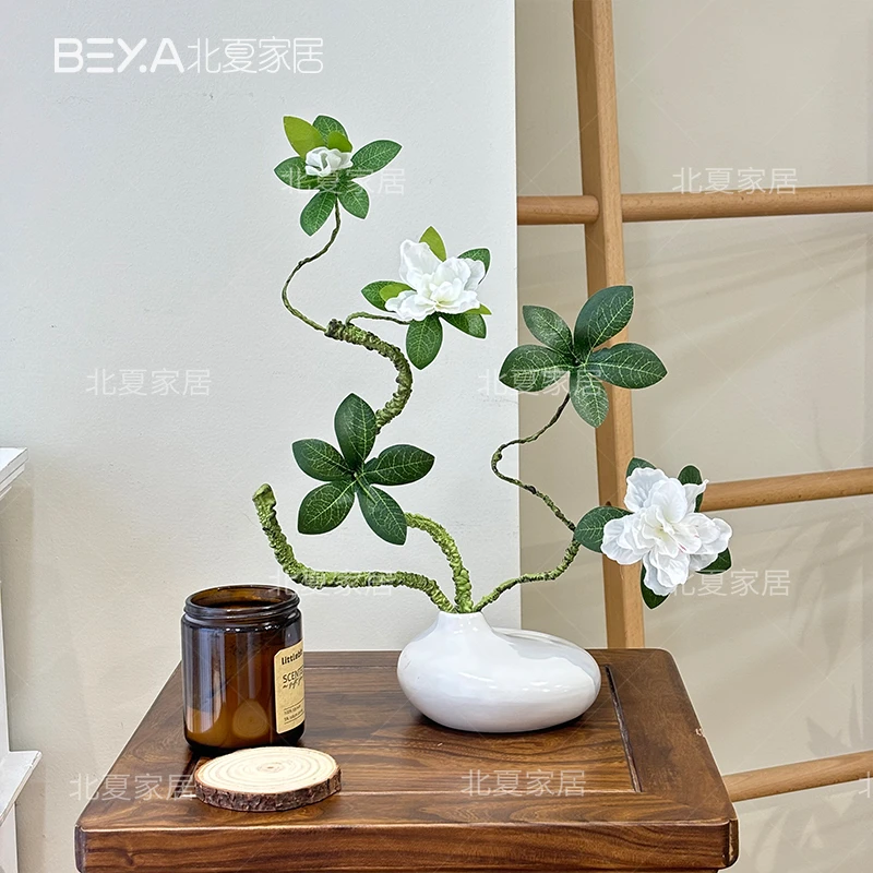仿真绿植栀子花仿真花轻奢高档摆设客厅餐桌干花束装饰