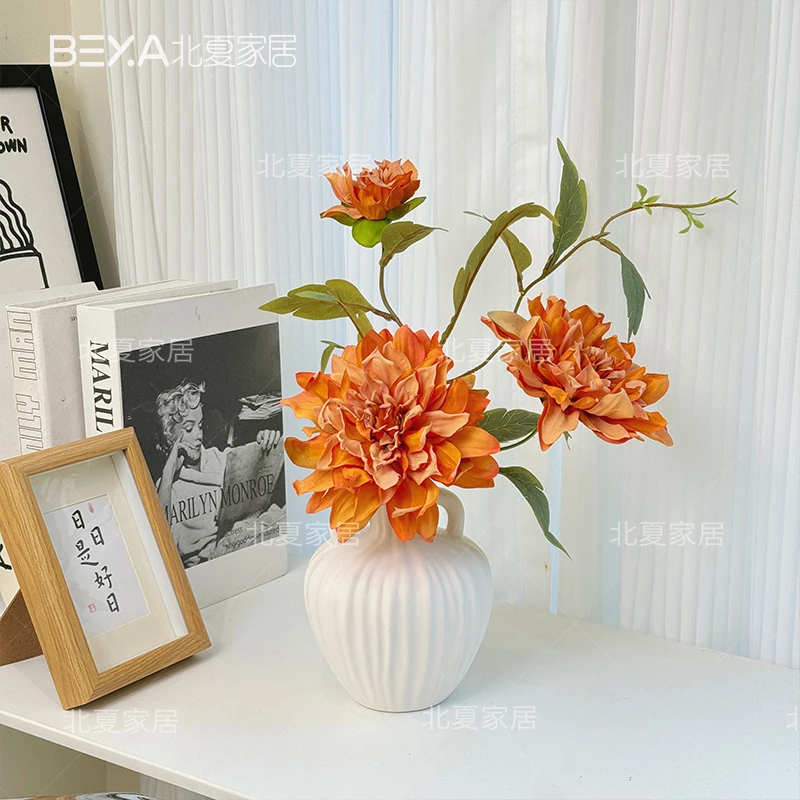 油画仿真花大洋牡丹花假花摆设客厅插花花艺装饰家居摆件