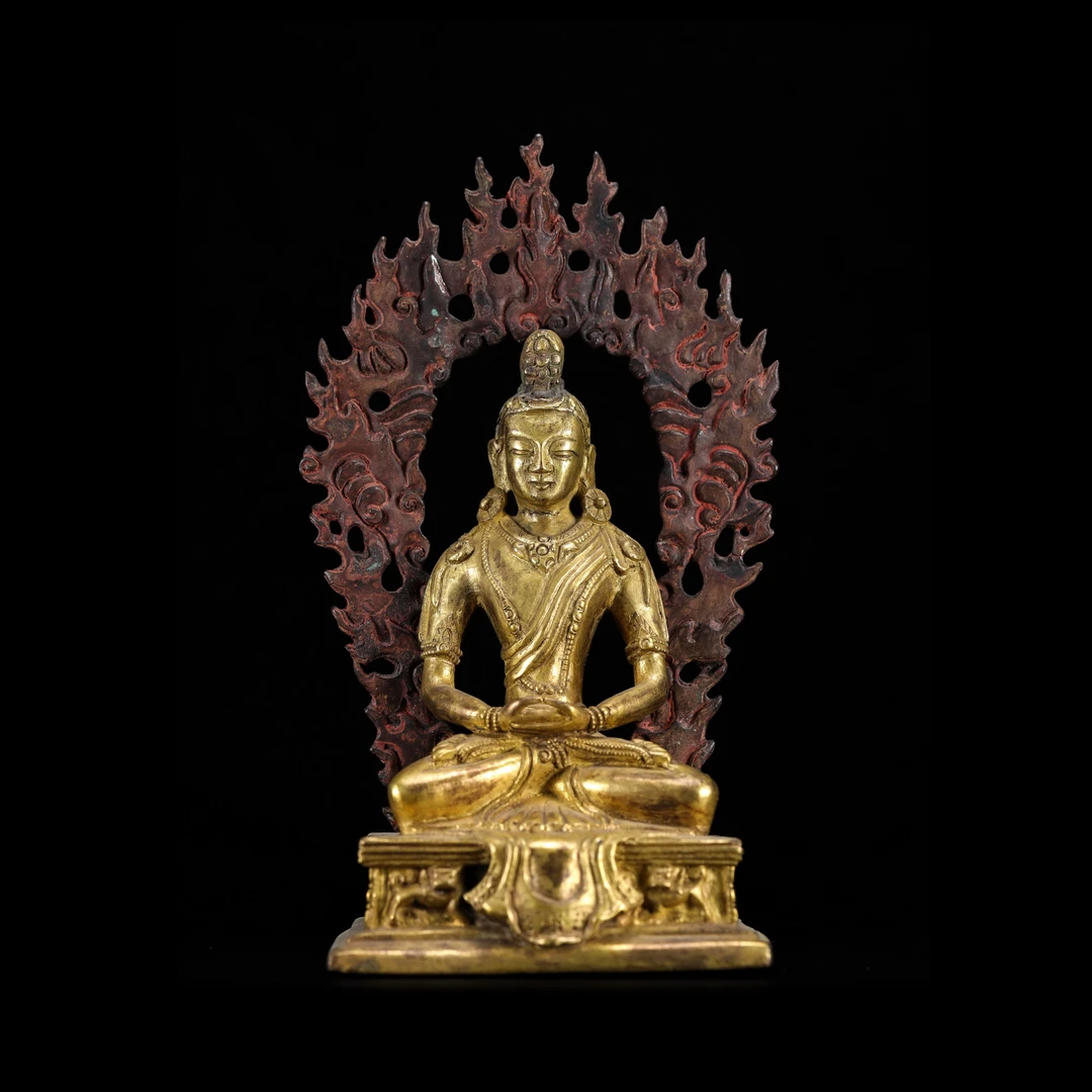 尼泊尔铜鎏金阿弥陀佛像