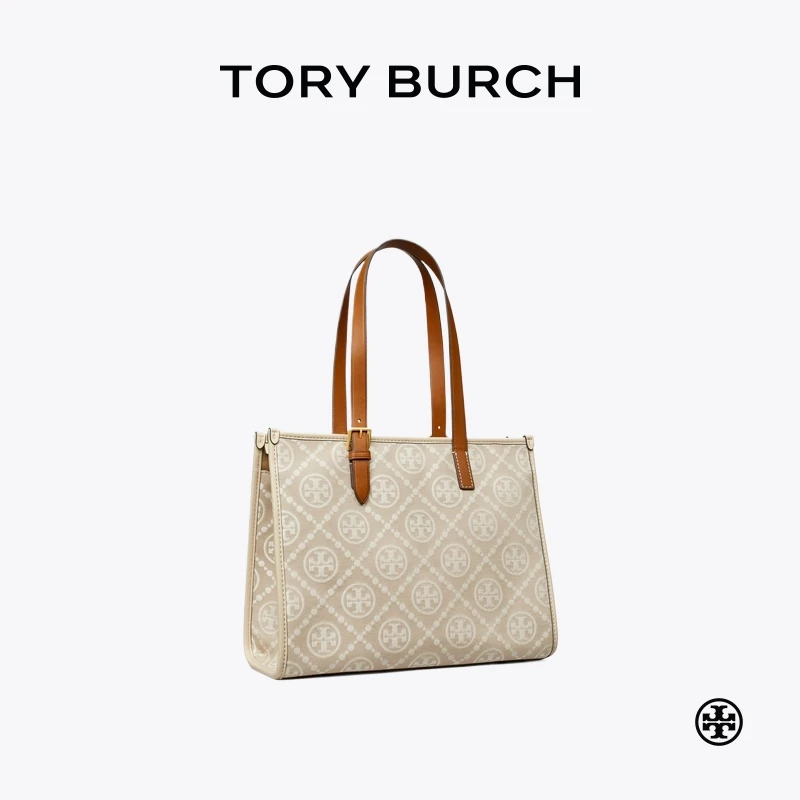 TORY BURCH汤丽柏琦T MONOGRAM印花大容量托特包147640