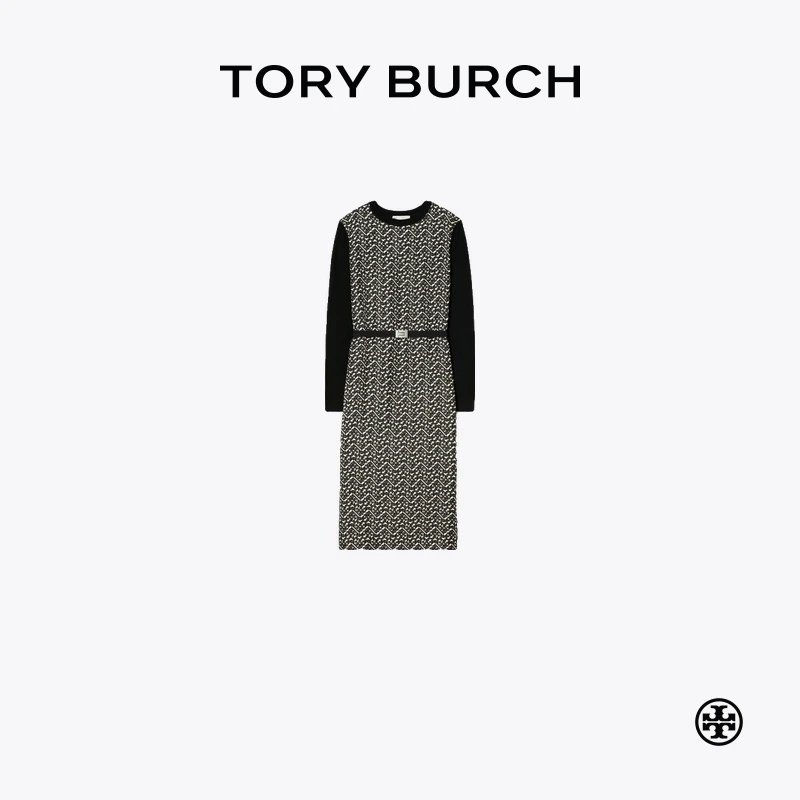 TORY BURCH 汤丽柏琦 拼接时尚气质毛衣长袖连衣裙 153977
