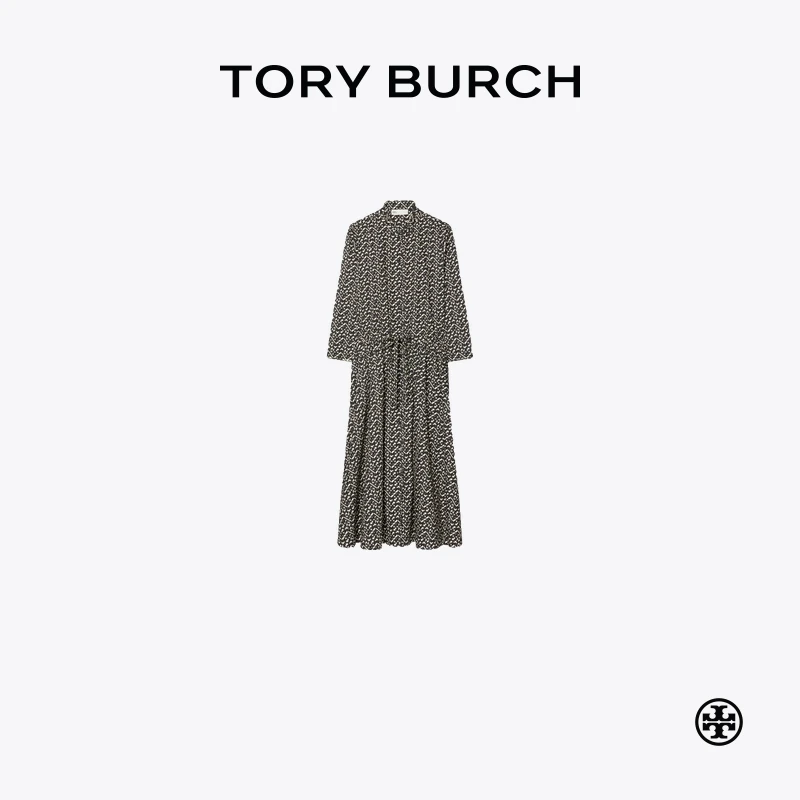 【礼遇】TORY BURCH 汤丽柏琦 印花府绸收腰衬衫裙 165823