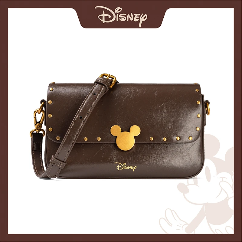 Disney/迪士尼正品雅丹风小方包包女士铆钉百搭手提包单肩斜挎包