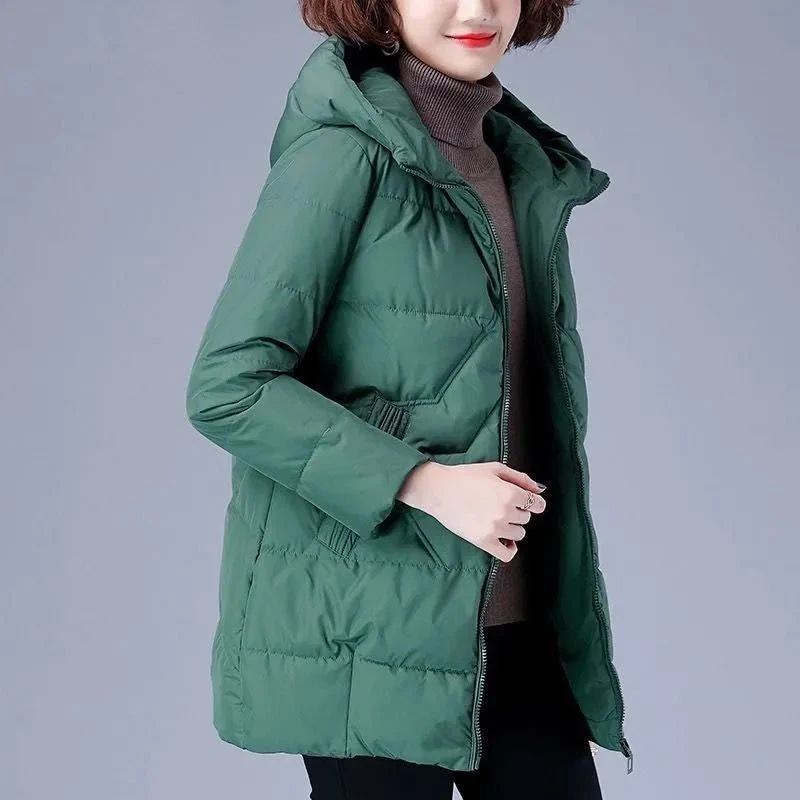 时尚羽绒服羽绒服女2023羽绒服女中长款妈妈大码外套宽