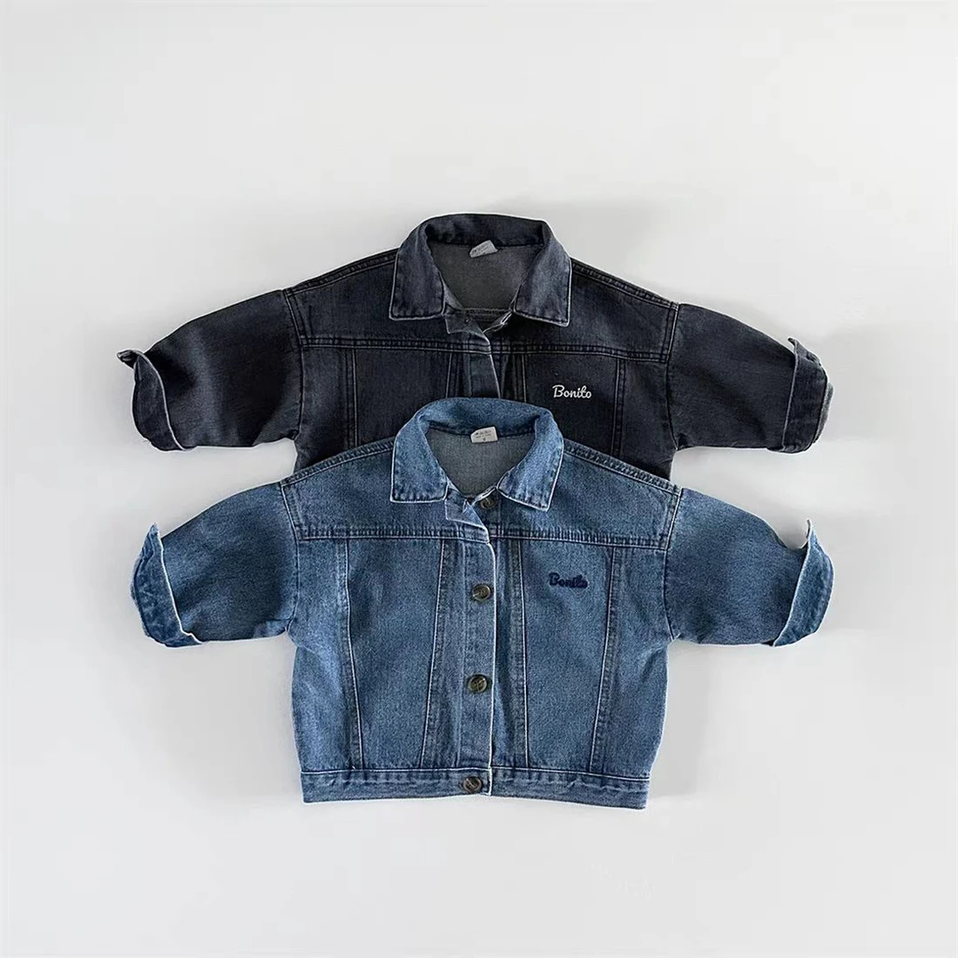 韩版ins儿童春秋新款外套婴幼童宝宝帅翻领潮范休闲开衫牛仔夹克