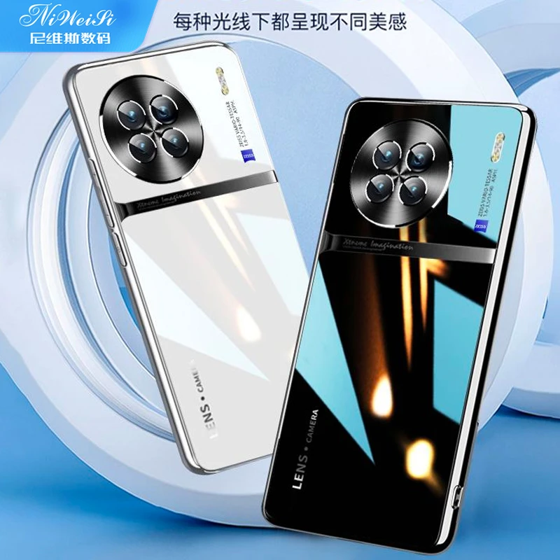 vivox90手机壳金属镜头x90pro新款电镀玻璃保护套男款pro+全包边