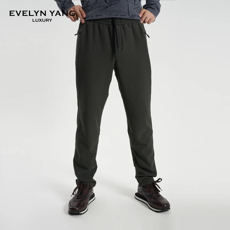 EVELYN YANG春季新款男士翼龙拉链运动户外舒适透气中厚款休闲裤