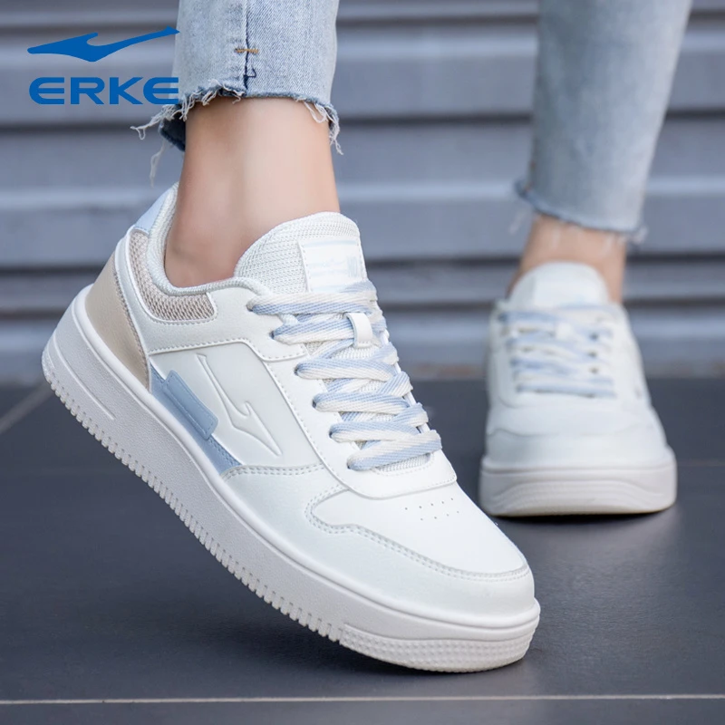 鸿星尔克板鞋女鞋2025秋季女款鞋子运动鞋皮面官方正品女生运动鞋