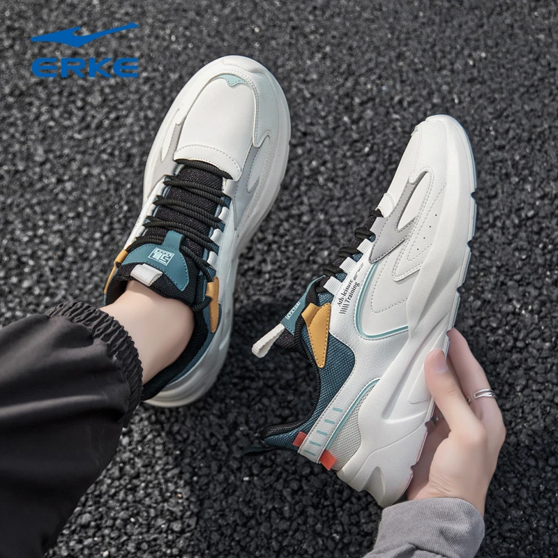 erke/鸿星尔克男鞋秋冬季皮面防水鞋子加绒二棉鞋情侣运动鞋女鞋