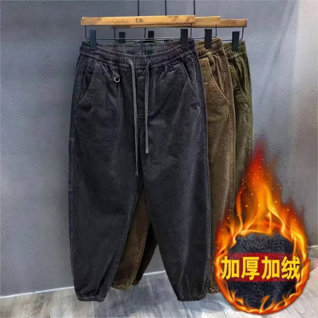 加绒加厚秋冬新款新款潮牌百搭男裤子（莲401）