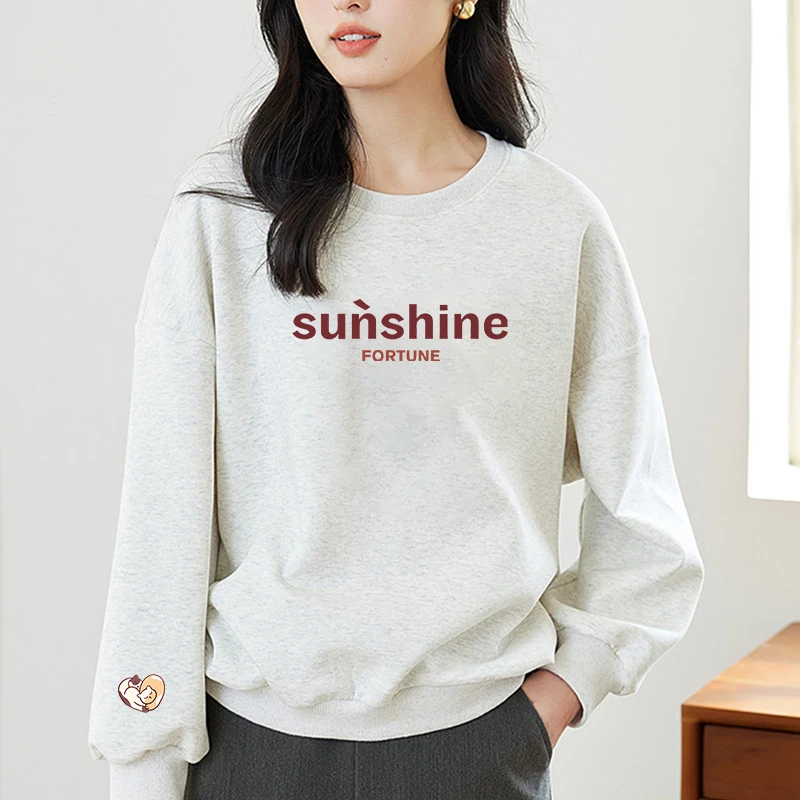 新款春秋款华棉大板落肩圆领卫衣男女同款长袖宽松型纯色上衣