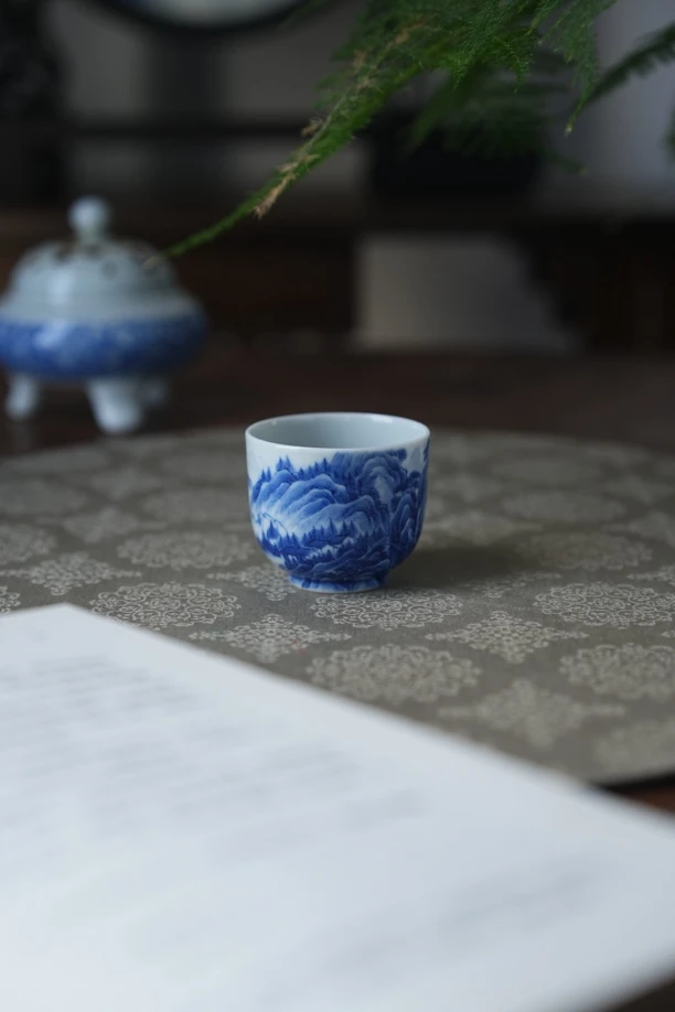 天心雅器山水一口杯